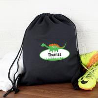 Personalised Dinosaur Black Waterproof Swim / Kit Bag Extra Image 2 Preview